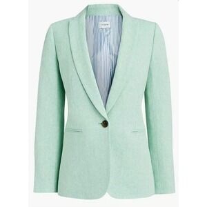 J.Crew Women's Green Herringbone One Button Blazer Petite Size 00